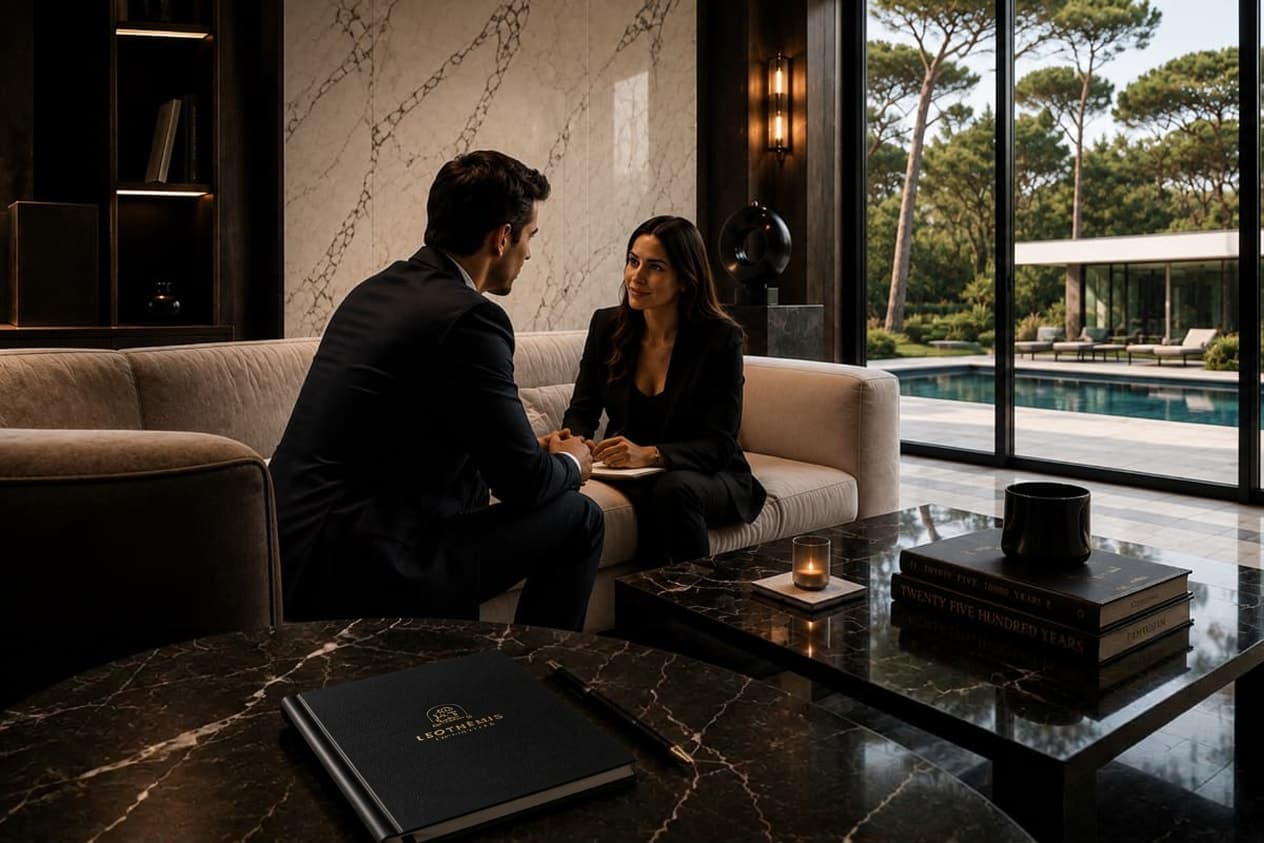 Un conseiller LEOTHÉMIS Immobilier en rendez-vous avec une cliente
